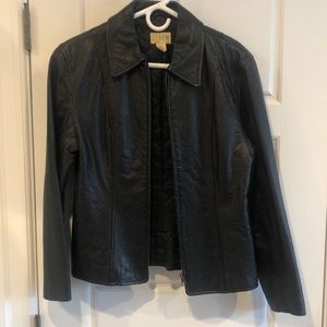 Jcrew black leather jacket. Small. 100% goat.